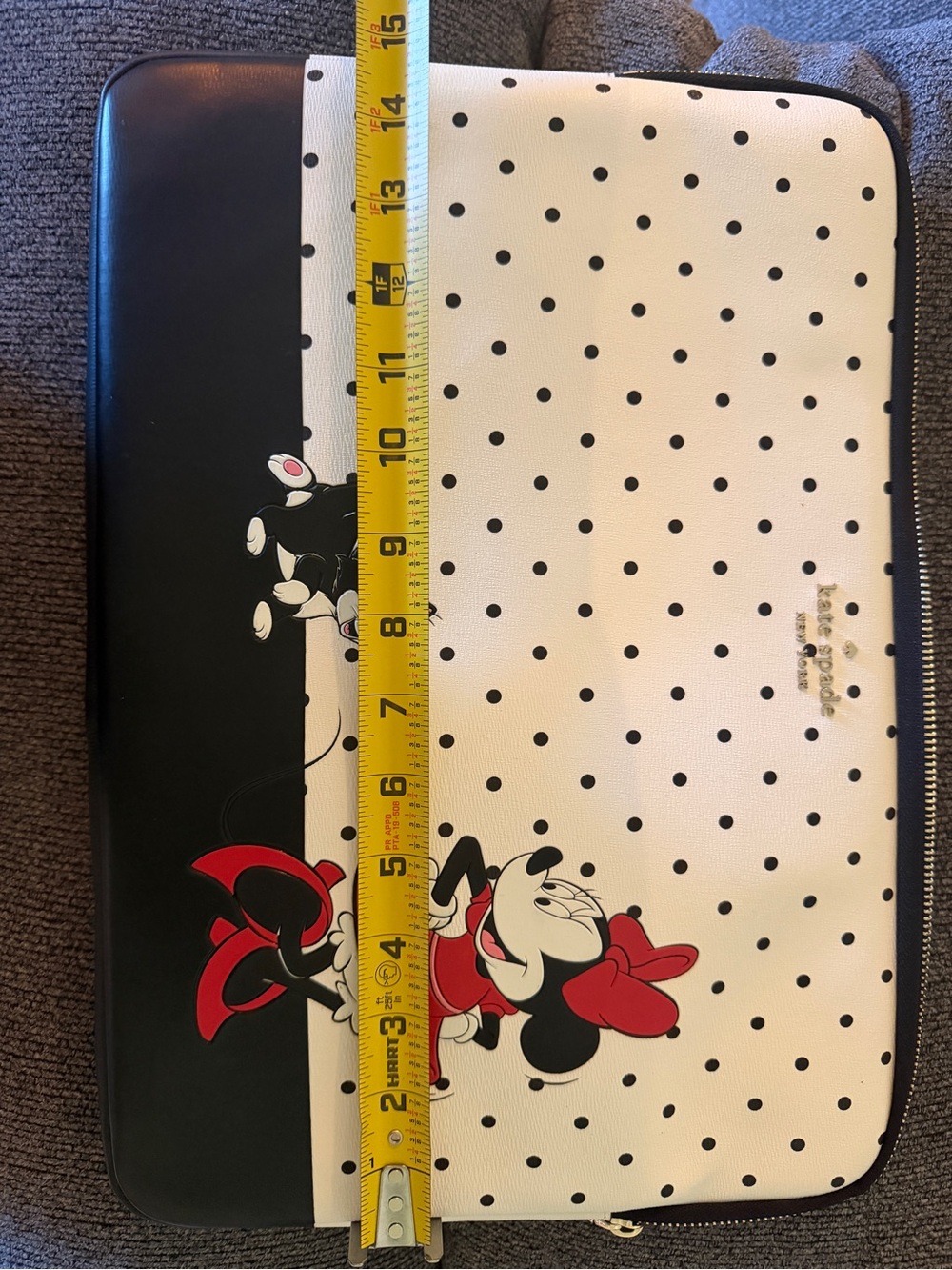 kate spade polka dot Minnie Mouse laptop sleeve - white & black with red accents - Picture 7 of 7